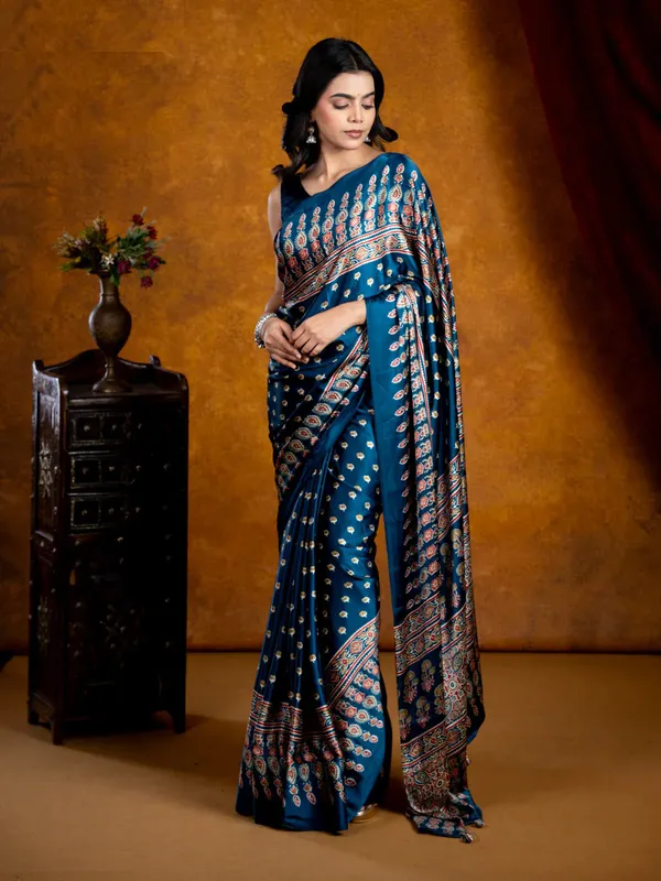 Morpich__Ajrakh_Modal_Silk_Saree