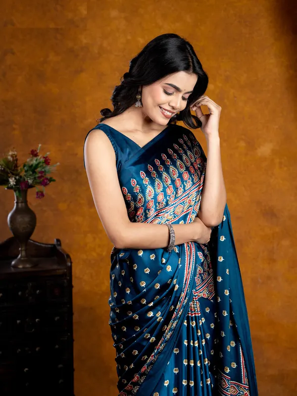 Morpich__Ajrakh_Modal_Silk_Saree