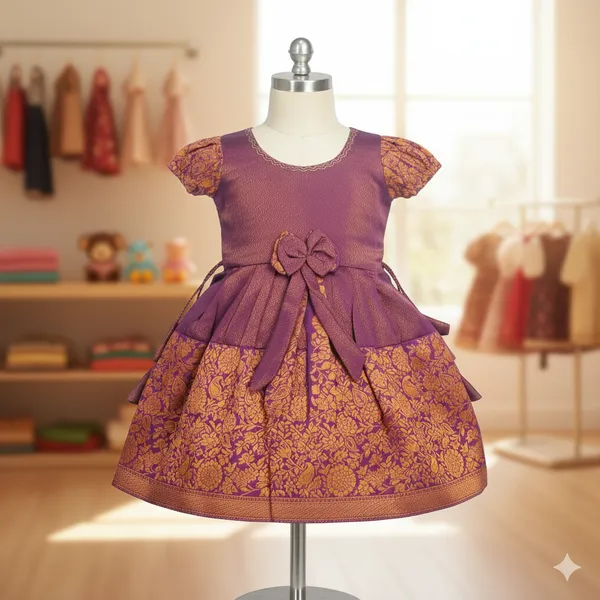 Elegance_in_Silk:_Brocade_Weave_Festive_Girls'_Frock