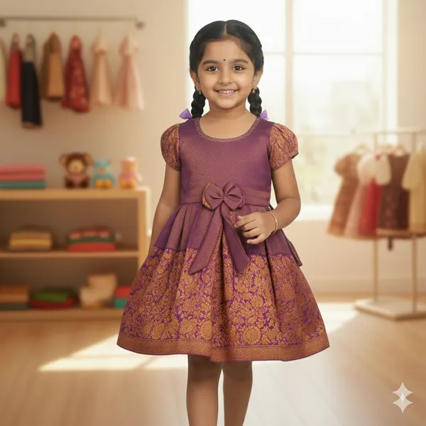 Elegance_in_Silk:_Brocade_Weave_Festive_Girls'_Frock