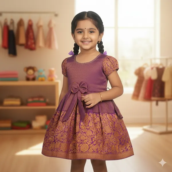 Elegance_in_Silk:_Brocade_Weave_Festive_Girls'_Frock