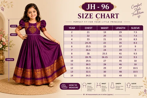 Girls_Pattu_Silk_Gown_|_Kids_Traditional_Frock_with_Zari_Border_|_Puff_Sleeve_Ethnic_Gown_for_Baby_Girls_|_Festive_Dress
