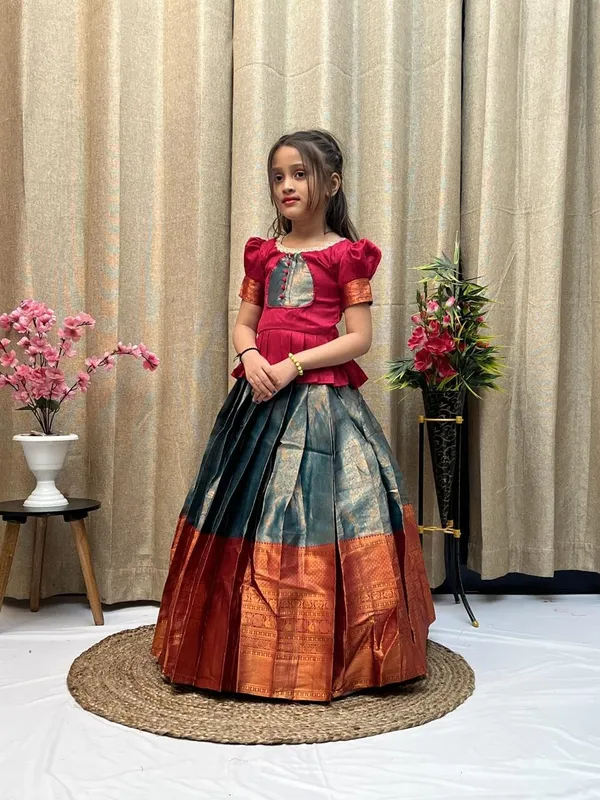 Firozi_Red_Cotton_Lehenga_Choli_for_Girls_|_Elegant_and_Stylish_wear_for_All_Occasions