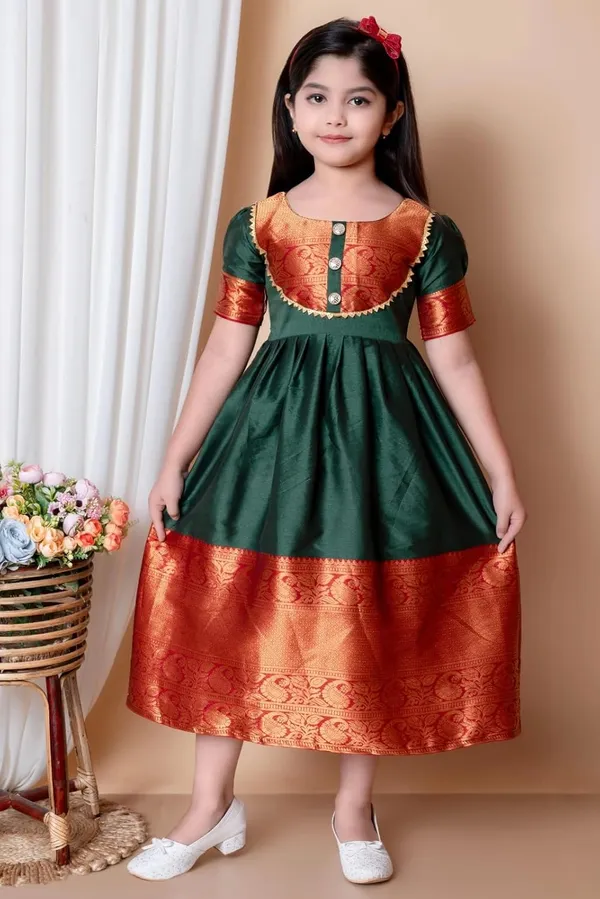 Green_Silk_Frock_for_Girls_|_Elegant_and_Stylish_wear_for_All_Occasions