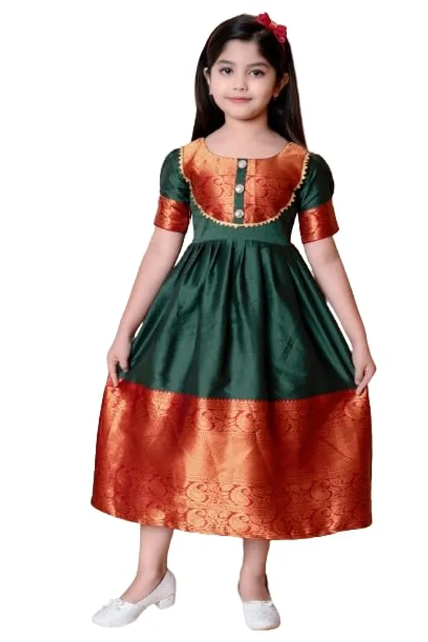 Green_Silk_Frock_for_Girls_|_Elegant_and_Stylish_wear_for_All_Occasions