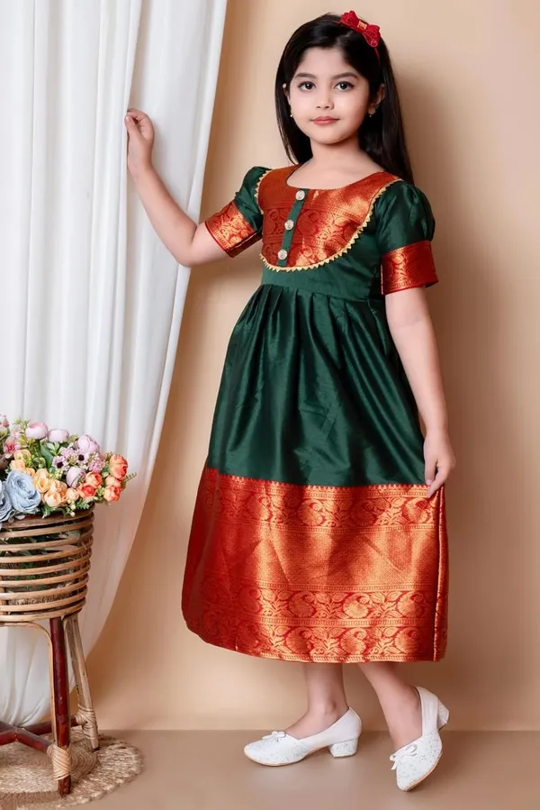 Green_Silk_Frock_for_Girls_|_Elegant_and_Stylish_wear_for_All_Occasions