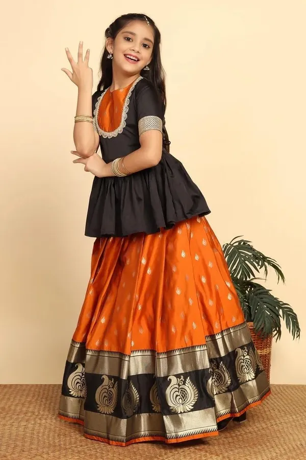 Orange_and_Black_Silk_Lehenga_Choli_for_Girls_|_Elegant_and_Stylish_wear_for_All_Occasions