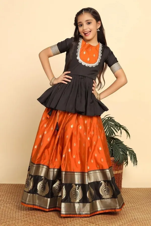 Orange_and_Black_Silk_Lehenga_Choli_for_Girls_|_Elegant_and_Stylish_wear_for_All_Occasions