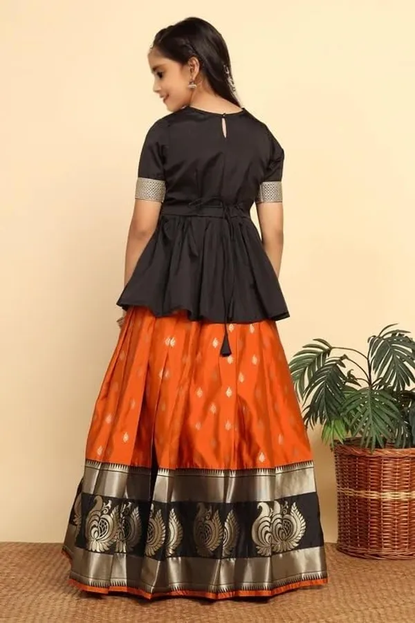 Orange_and_Black_Silk_Lehenga_Choli_for_Girls_|_Elegant_and_Stylish_wear_for_All_Occasions