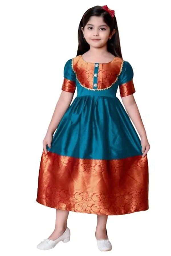 Teal_Blue_Silk_Frock_for_Girls_|_Elegant_and_Stylish_wear_for_All_Occasions