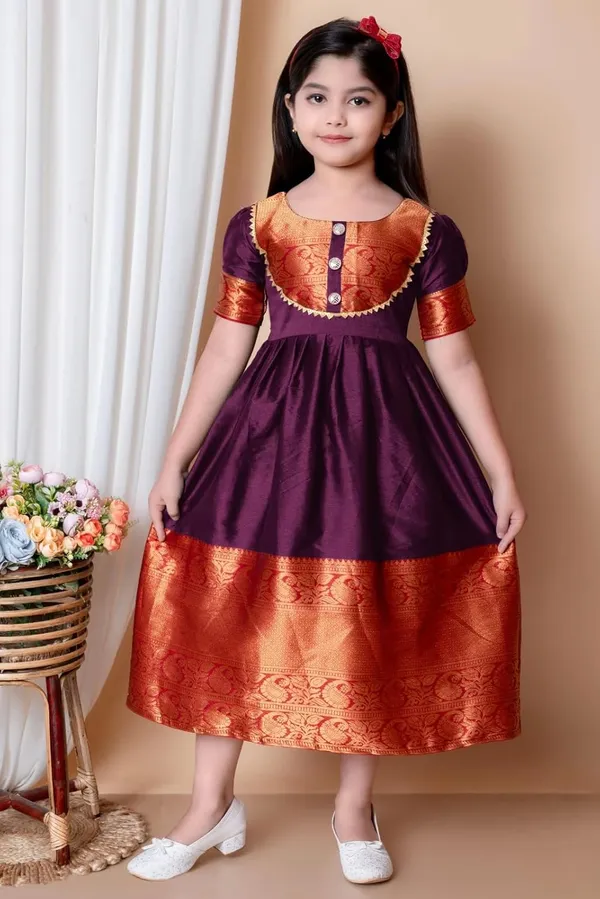 Wine__Silk_Frock_for_Girls_|_Elegant_and_Stylish_wear_for_All_Occasions