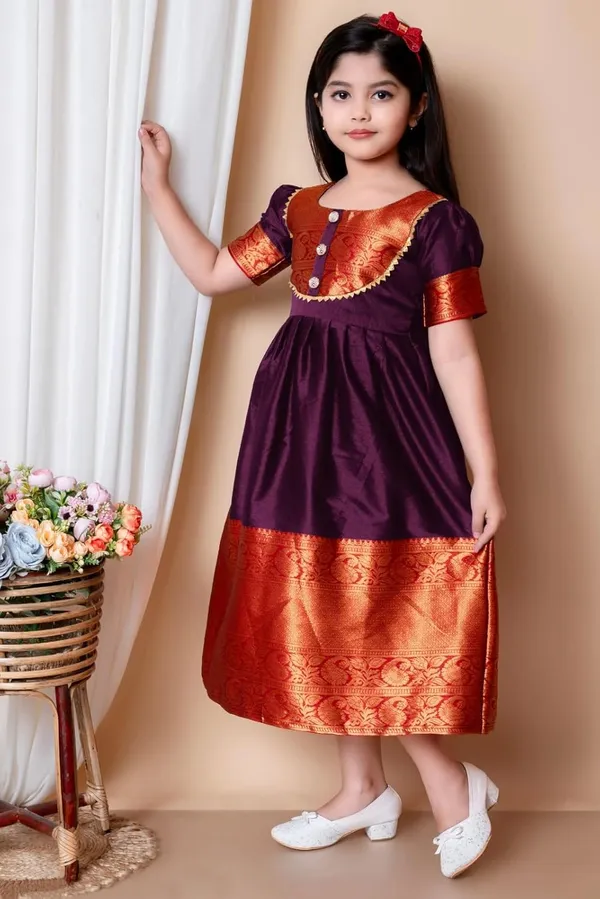 Wine__Silk_Frock_for_Girls_|_Elegant_and_Stylish_wear_for_All_Occasions