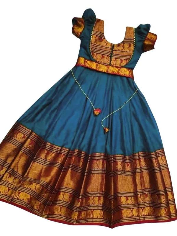 Teal_Blue_Silk_Gown_for_Girls_|_Elegant_and_Stylish_wear_for_All_Occasions