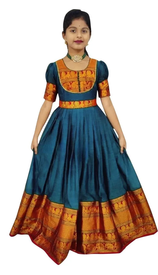 Teal_Blue_Silk_Gown_for_Girls_|_Elegant_and_Stylish_wear_for_All_Occasions