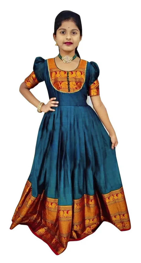 Teal_Blue_Silk_Gown_for_Girls_|_Elegant_and_Stylish_wear_for_All_Occasions