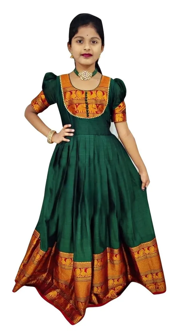 Green_Silk_Gown_for_Girls_|_Elegant_and_Stylish_wear_for_All_Occasions