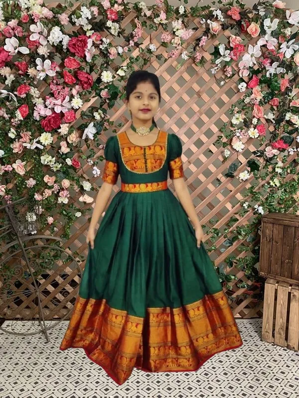 Green_Silk_Gown_for_Girls_|_Elegant_and_Stylish_wear_for_All_Occasions