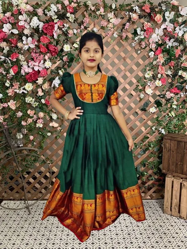 Green_Silk_Gown_for_Girls_|_Elegant_and_Stylish_wear_for_All_Occasions