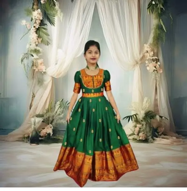 Green_Silk_Gown_for_Girls_|_Elegant_and_Stylish_wear_for_All_Occasions