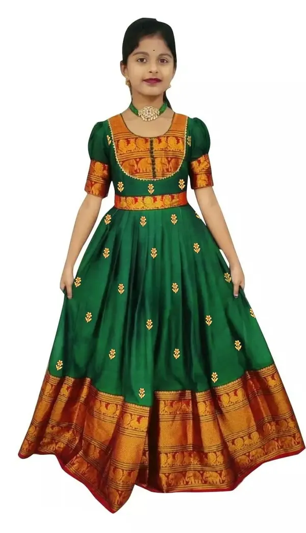 Green_Silk_Gown_for_Girls_|_Elegant_and_Stylish_wear_for_All_Occasions