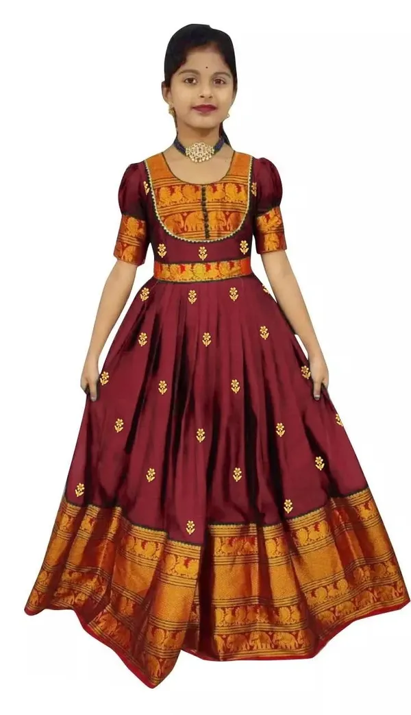 Maroon_Silk_Gown_for_Girls_|_Elegant_and_Stylish_wear_for_All_Occasions