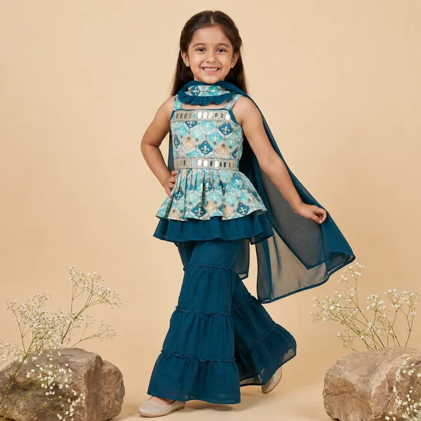 Kids_Girls_Printed_Peplum_Top_Sharara_Palazzo_with_Dupatta_Set_|_Trendy_Ethnic_Party_Wear_Dress_|_Festival_Ready_Traditional_Fashion_Outfit