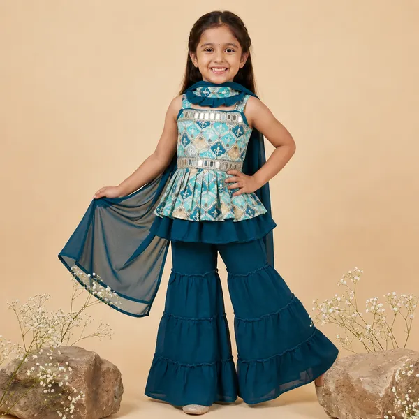 Kids_Girls_Printed_Peplum_Top_Sharara_Palazzo_with_Dupatta_Set_|_Trendy_Ethnic_Party_Wear_Dress_|_Festival_Ready_Traditional_Fashion_Outfit