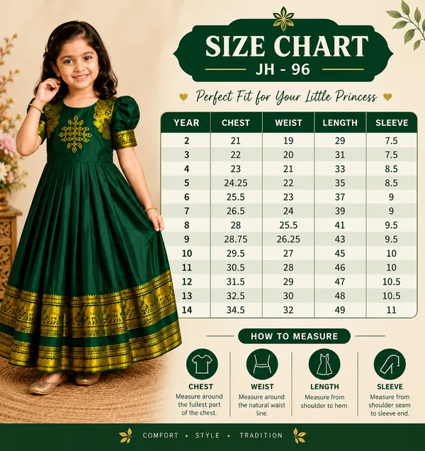 Girls_Pattu_Silk_Gown_|_Kids_Traditional_Frock_with_Zari_Border_|_Puff_Sleeve_Ethnic_Gown_for_Baby_Girls_|_Festive_Dress