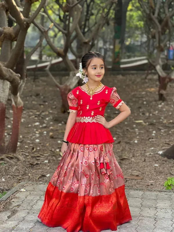 Ruby_Red_Floral_Kids_Lehenga_Set_💖🌸