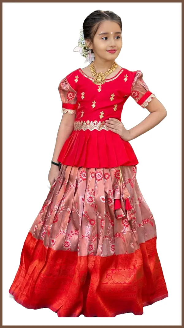Ruby_Red_Floral_Kids_Lehenga_Set_💖🌸