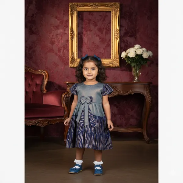 The_Little_Princess_Jacquard_Pattu_Frock