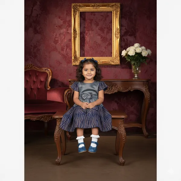The_Little_Princess_Jacquard_Pattu_Frock