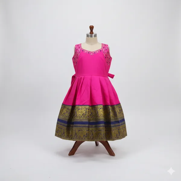 The_Majestic_Rani_Pink_Silk_Frock_🌸