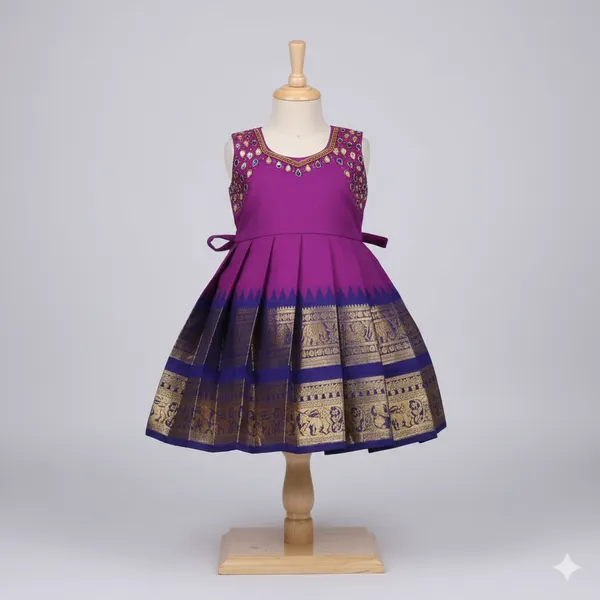 Traditional_Silk_Frock_with_Kanjivaram_Style_Border