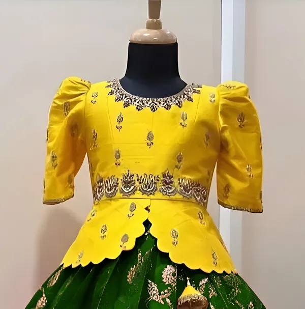 Traditional_Yellow_&_Green_Silk_Lehenga_Choli_Set_for_Kids💛