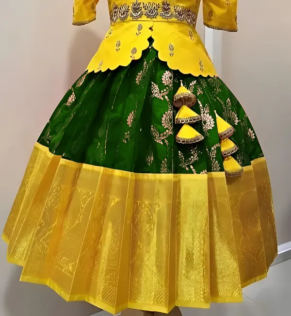 Traditional_Yellow_&_Green_Silk_Lehenga_Choli_Set_for_Kids💛
