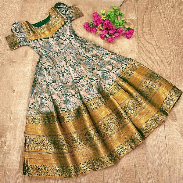 Green_Silk_Gown_for_Girls_|_Elegant_and_Stylish_wear_for_All_Occasions