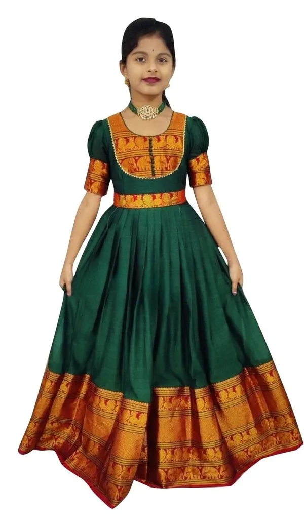 Green_Silk_Gown_for_Girls_|_Elegant_and_Stylish_wear_for_All_Occasions