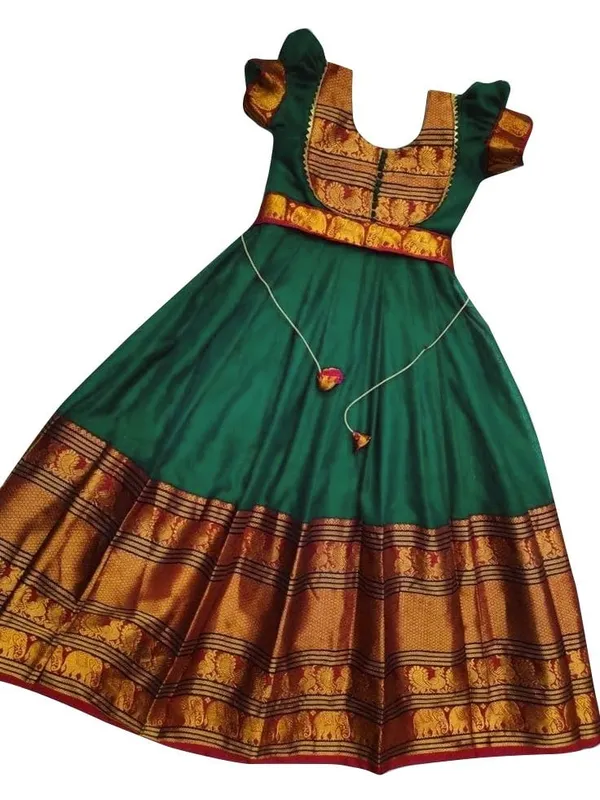 Green_Silk_Gown_for_Girls_|_Elegant_and_Stylish_wear_for_All_Occasions