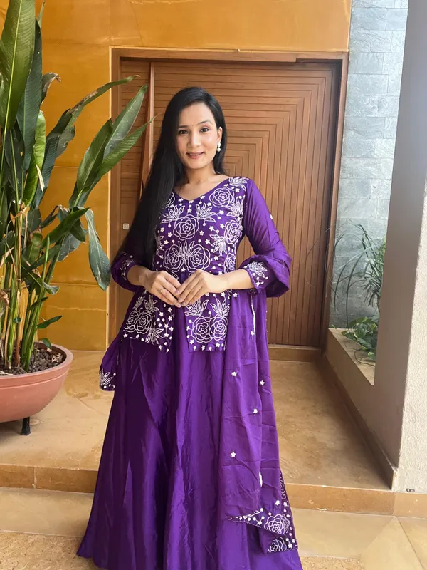 Blue_Pure_Chinon_jacket_Gown_With_Heavy_Embroidery_Work_For_Women