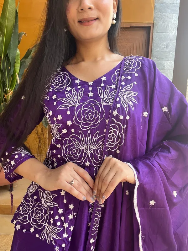 Blue_Pure_Chinon_jacket_Gown_With_Heavy_Embroidery_Work_For_Women