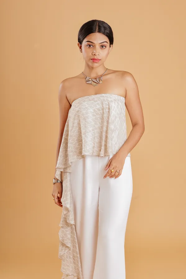 White_&_Grey_Layered_Off_Shoulder_Jumpsuit_For_Women