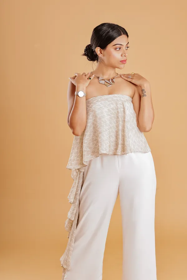 White_&_Grey_Layered_Off_Shoulder_Jumpsuit_For_Women
