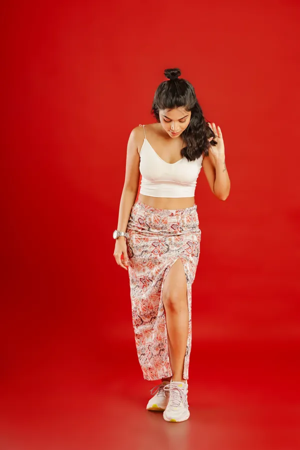 Maroon_Printed_High_Slit_Skirt_For_Women