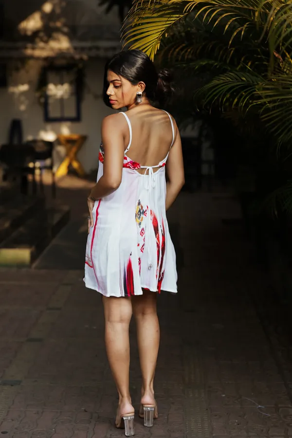 White_Printed_Abstract_Mini_Dress_For_Women