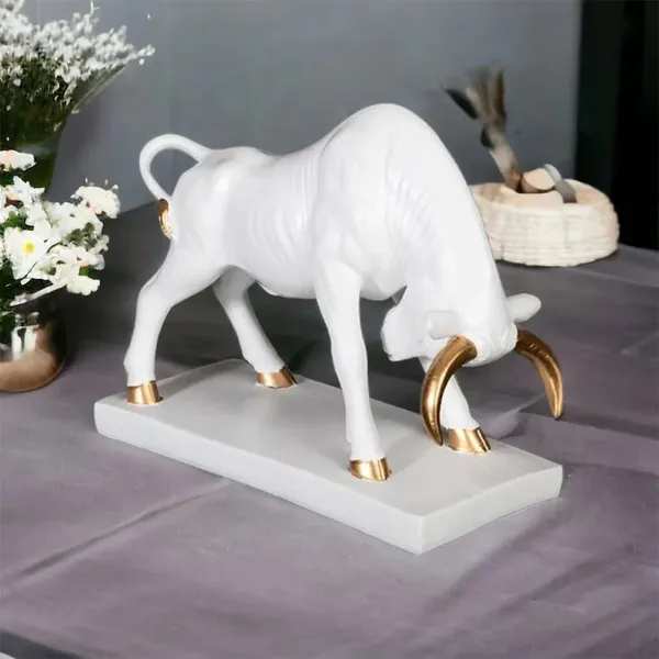 White_Resin_Geometric_Statue_Golden_Bull_Action_Sculpture_Ornament_Abstract_Animal_Figurines_Room_Desk_Decor_(16L_X_15W_X_28H_Centimeters)