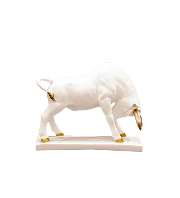 White_Resin_Geometric_Statue_Golden_Bull_Action_Sculpture_Ornament_Abstract_Animal_Figurines_Room_Desk_Decor_(16L_X_15W_X_28H_Centimeters)
