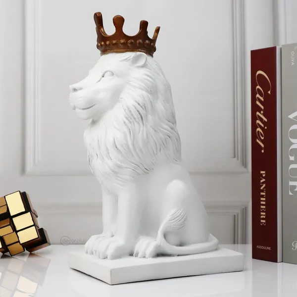 White_Nordic_Elegance_Dual-Tone_Polyresin_Regal_Lion_Showpiece_For_Home_Decor_(29.1_X_18.5_X_11_Centimeters)