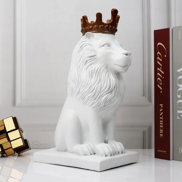 White_Nordic_Elegance_Dual-Tone_Polyresin_Regal_Lion_Showpiece_For_Home_Decor_(29.1_X_18.5_X_11_Centimeters)