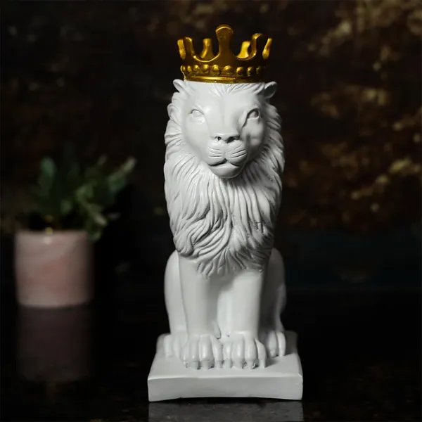 White_Nordic_Elegance_Dual-Tone_Polyresin_Regal_Lion_Showpiece_For_Home_Decor_(29.1_X_18.5_X_11_Centimeters)